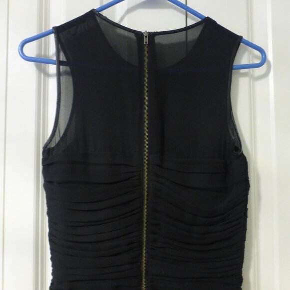 H&M black ruched sleeveless mini dress with faux leather trim - Picture 12 of 15